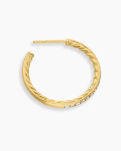 Pavé Hoop Earrings 18K Yellow Gold with Diamonds, 25.4mm