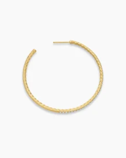 Pavé Hoop Earrings 18K Yellow Gold with Diamonds, 50.3mm
