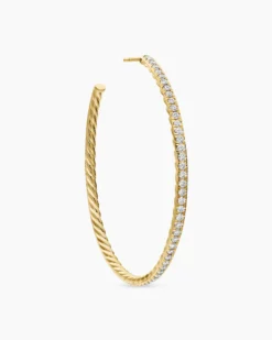 Pavé Hoop Earrings 18K Yellow Gold with Diamonds, 50.3mm