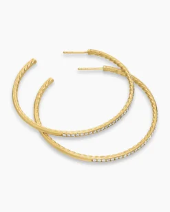 Pavé Hoop Earrings 18K Yellow Gold with Diamonds, 50.3mm