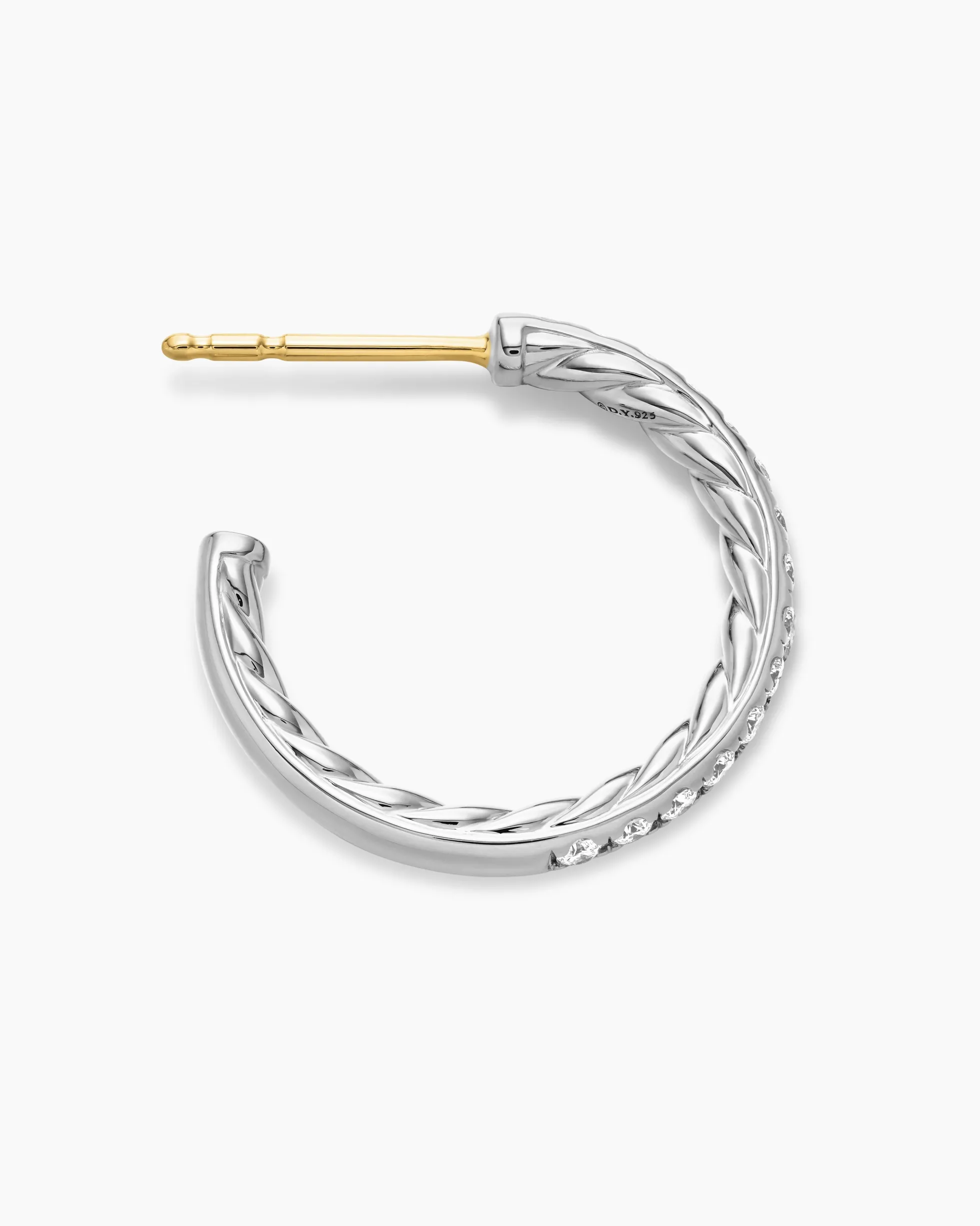 Pavé Hoop Earrings Sterling Silver with Diamonds, 19mm