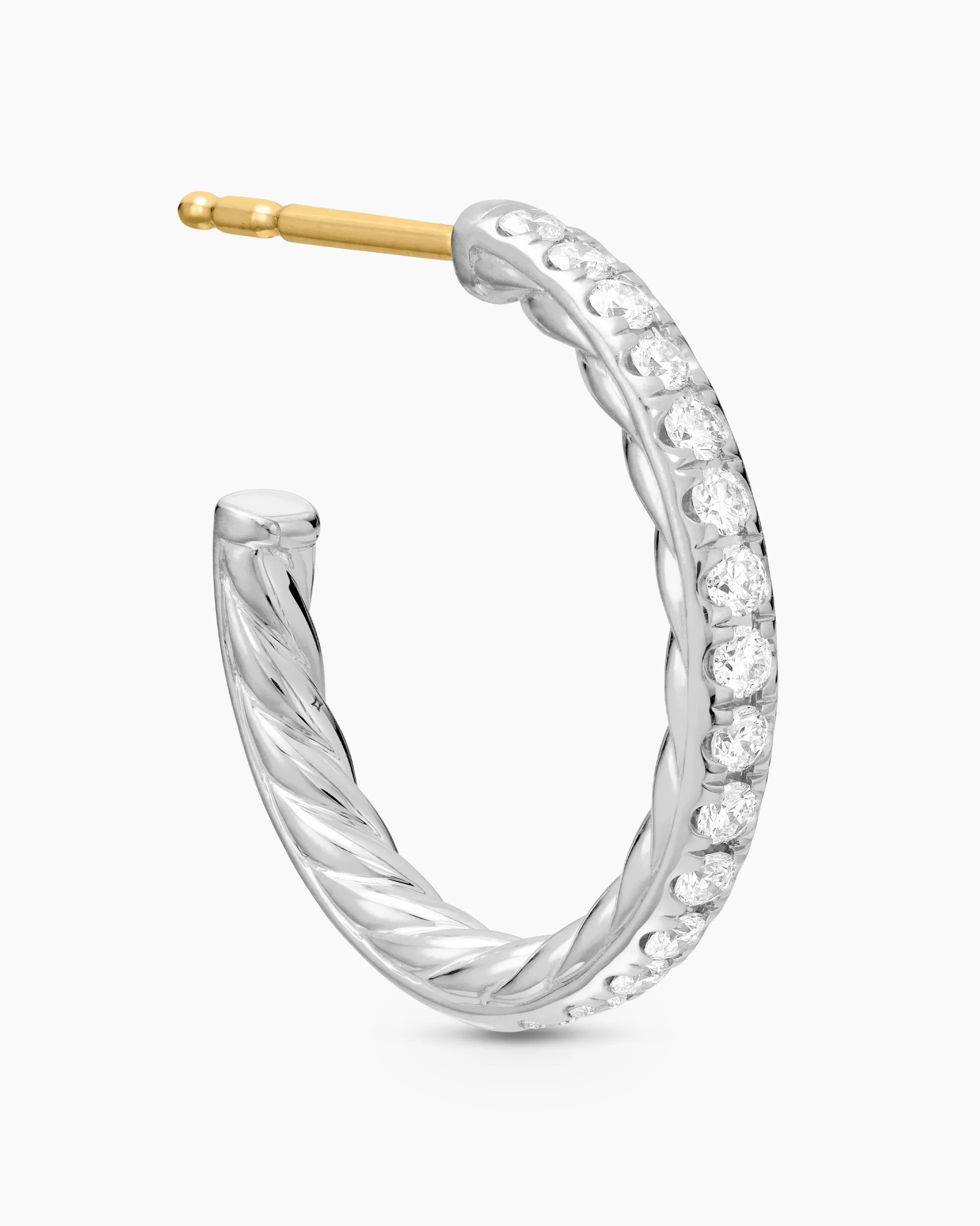 Pavé Hoop Earrings Sterling Silver with Diamonds, 19mm