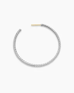 Pavé Hoop Earrings Sterling Silver with Diamonds, 50.3mm