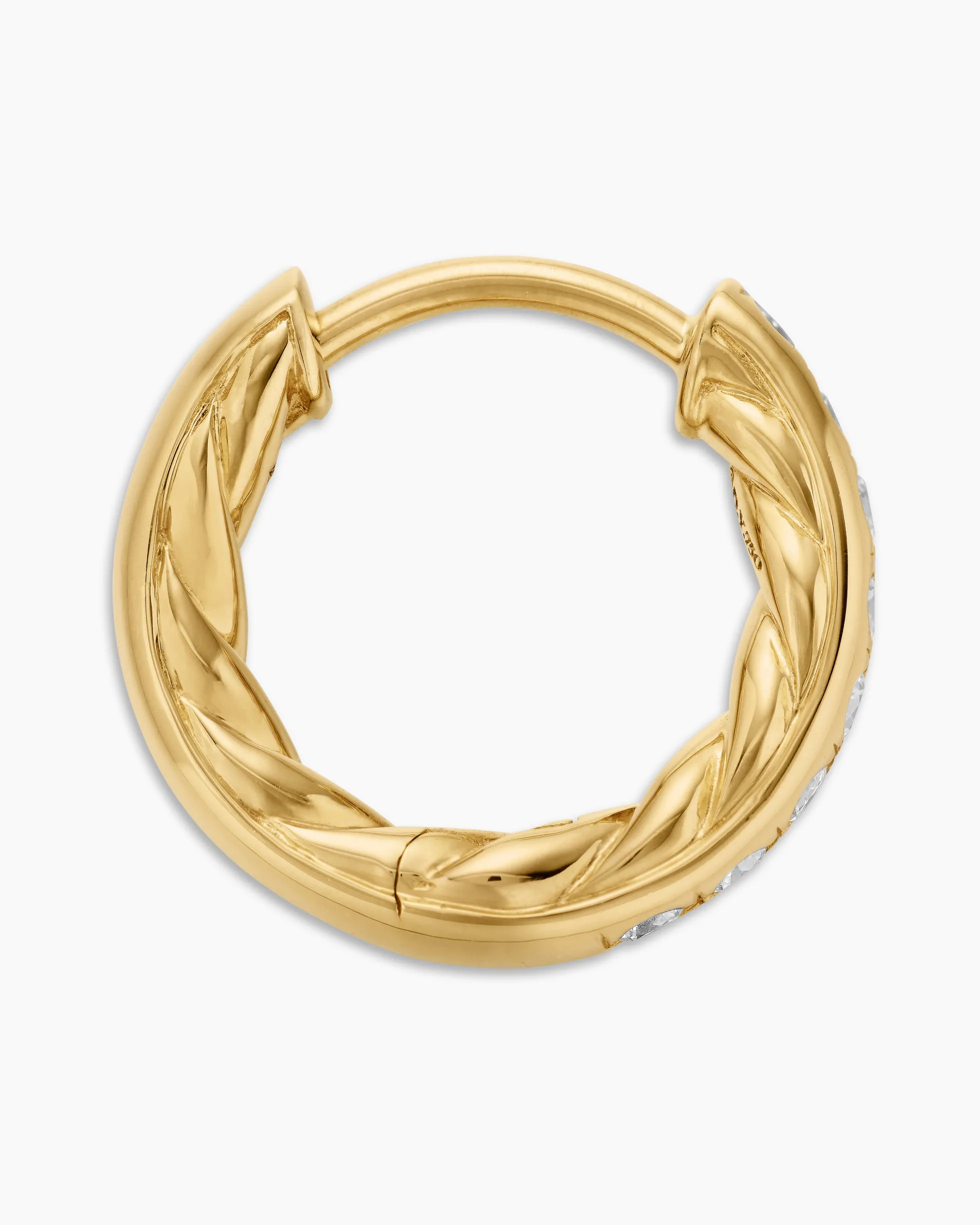Pavé Huggie Hoop Earrings 18K Yellow Gold with Diamonds, 13mm