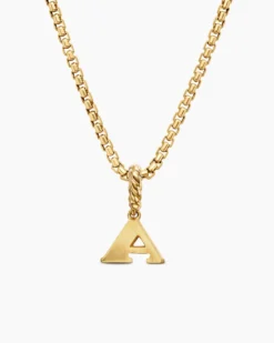 Pavé Initial Pendant 18K Yellow Gold with Diamond A