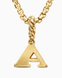 Pavé Initial Pendant 18K Yellow Gold with Diamond A