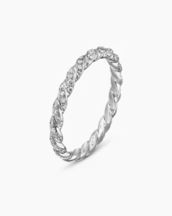 Pavé Petite Band Ring 18K White Gold with Diamonds, 2.8mm