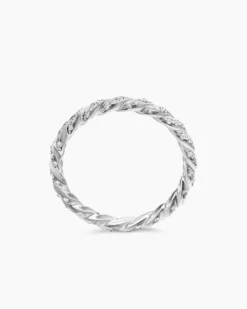 Pavé Petite Band Ring 18K White Gold with Diamonds, 2.8mm
