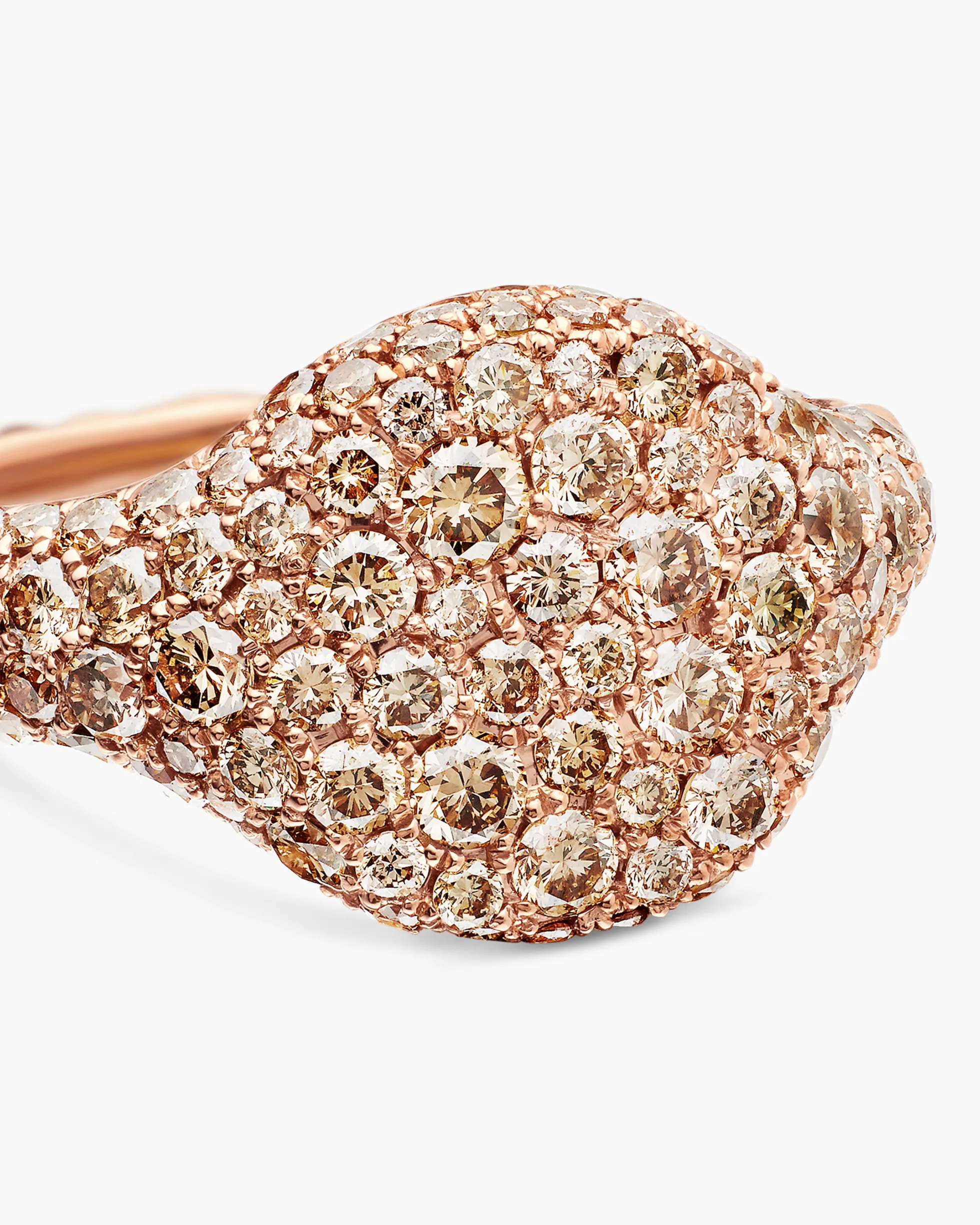 Pavé Pinky Ring 18K Rose Gold with Cognac Diamonds, 10mm