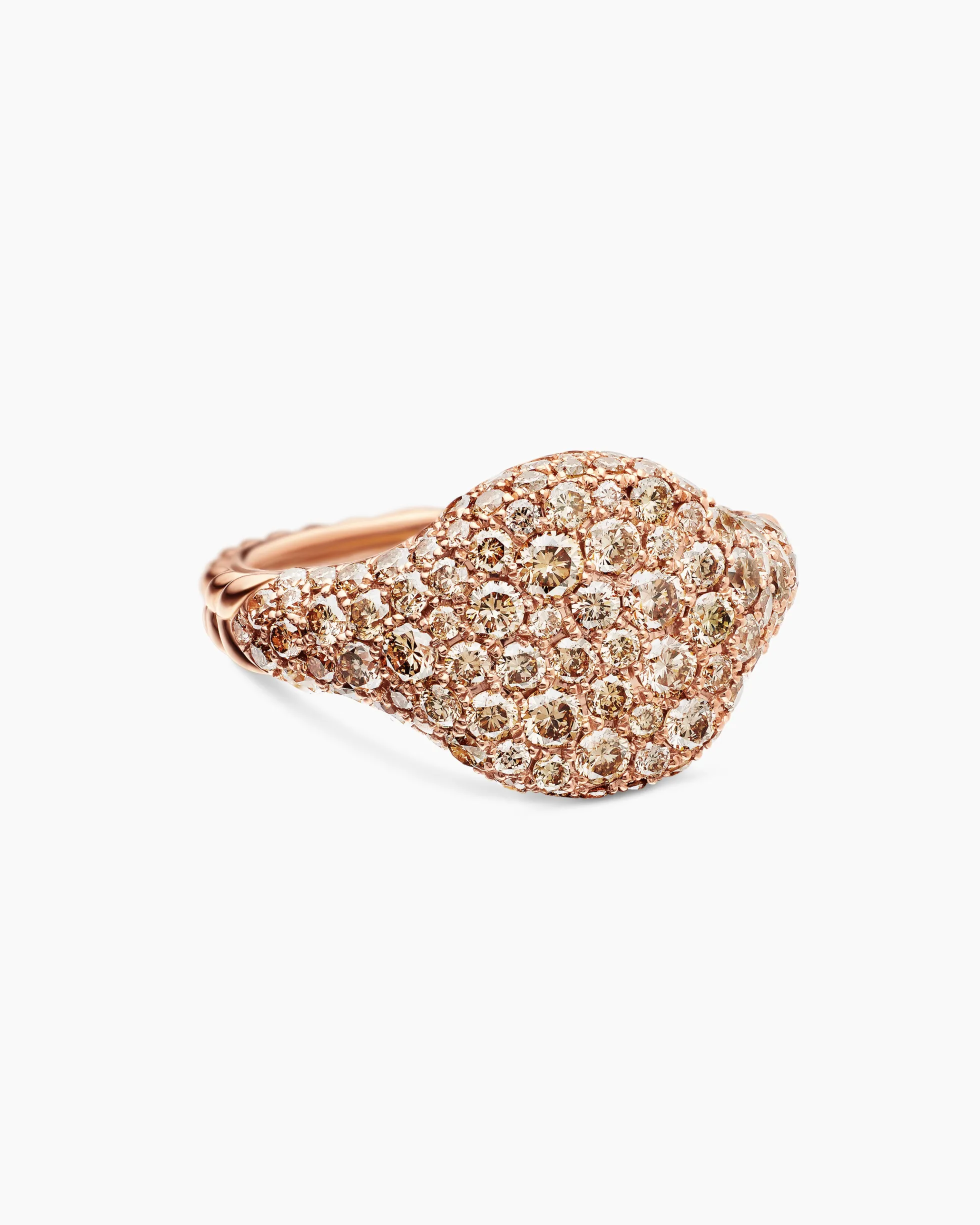 Pavé Pinky Ring 18K Rose Gold with Cognac Diamonds, 10mm