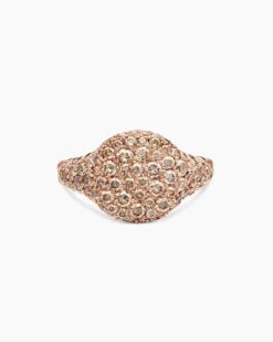 Pavé Pinky Ring 18K Rose Gold with Cognac Diamonds, 10mm