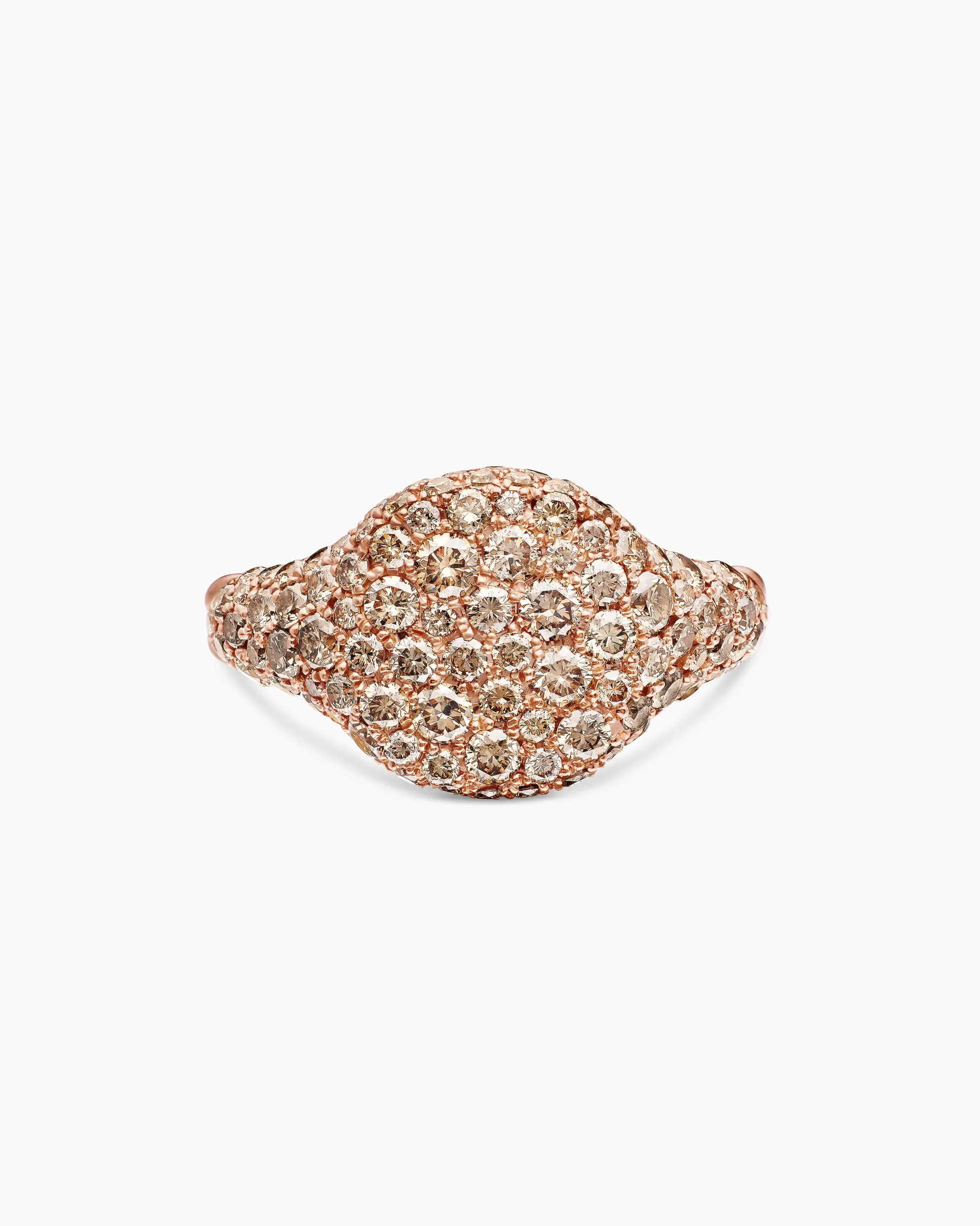 Pavé Pinky Ring 18K Rose Gold with Cognac Diamonds, 10mm