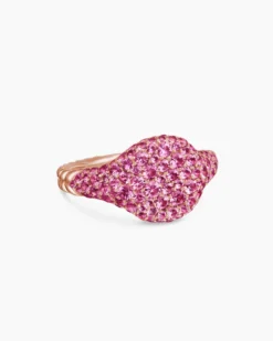 Pavé Pinky Ring 18K Rose Gold with Pink Sapphires, 10mm