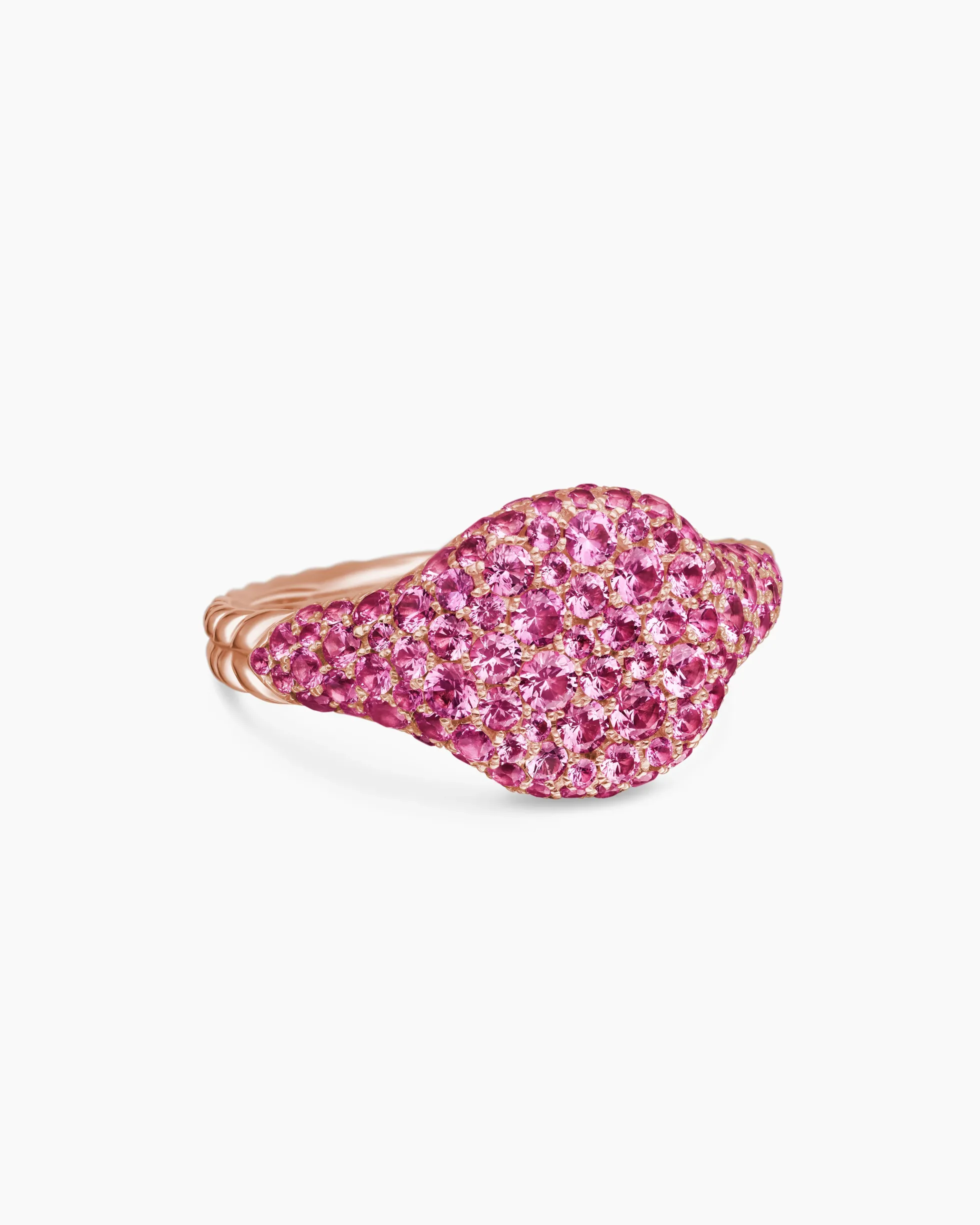 Pavé Pinky Ring 18K Rose Gold with Pink Sapphires, 10mm