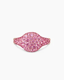 Pavé Pinky Ring 18K Rose Gold with Pink Sapphires, 10mm