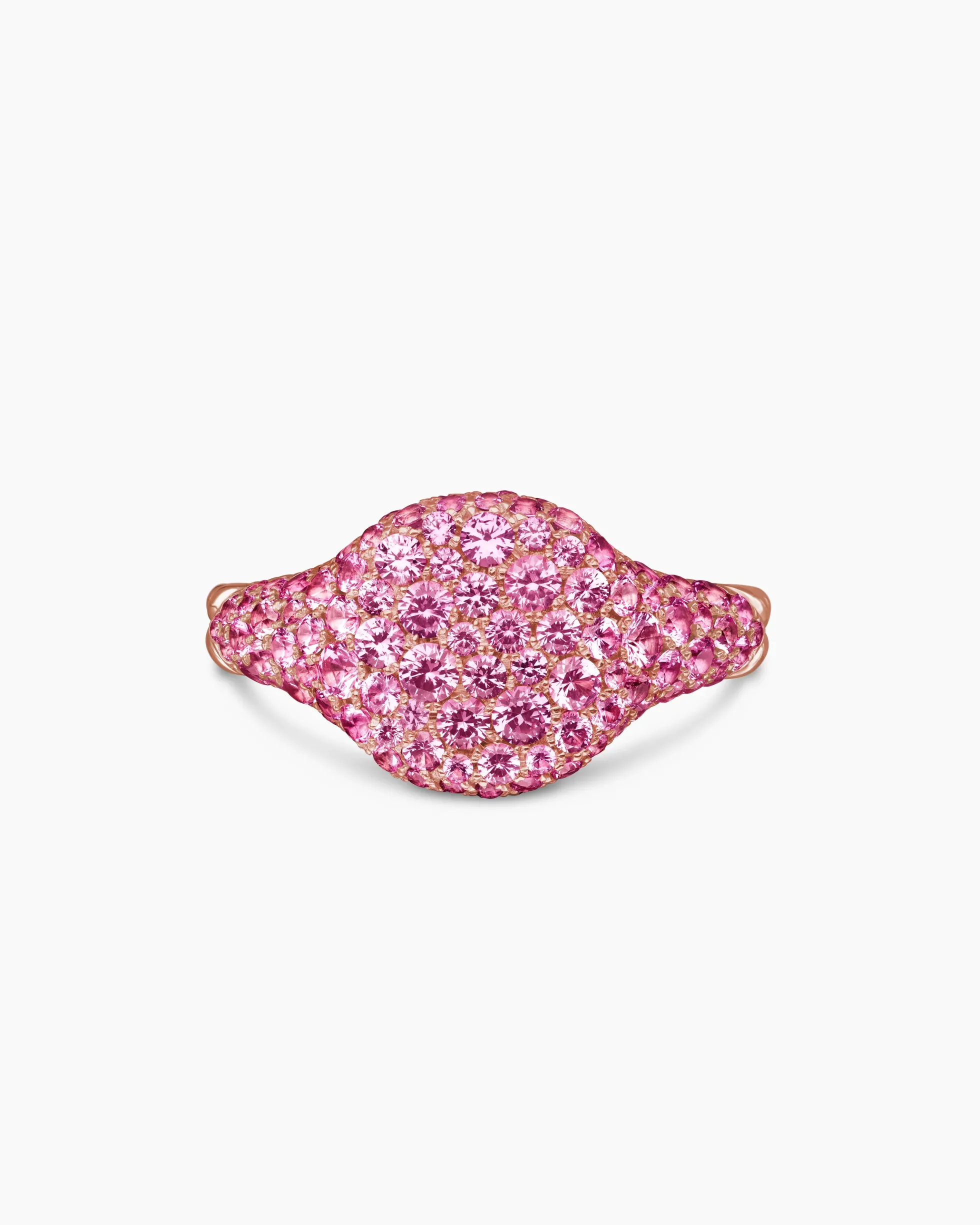 Pavé Pinky Ring 18K Rose Gold with Pink Sapphires, 10mm