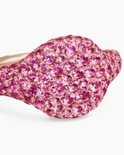 Pavé Pinky Ring 18K Rose Gold with Pink Sapphires, 10mm