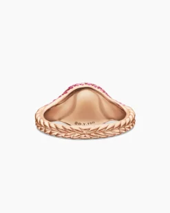 Pavé Pinky Ring 18K Rose Gold with Pink Sapphires, 10mm