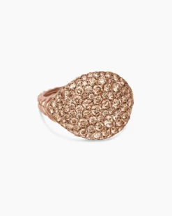 Pavé Pinky Ring 18K Rose Gold with Cognac Diamonds, 13mm