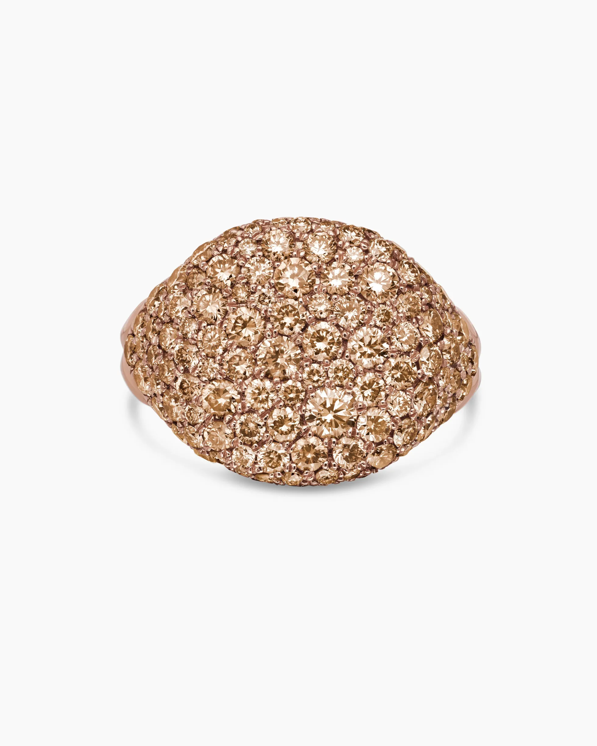 Pavé Pinky Ring 18K Rose Gold with Cognac Diamonds, 13mm