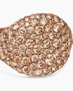 Pavé Pinky Ring 18K Rose Gold with Cognac Diamonds, 13mm