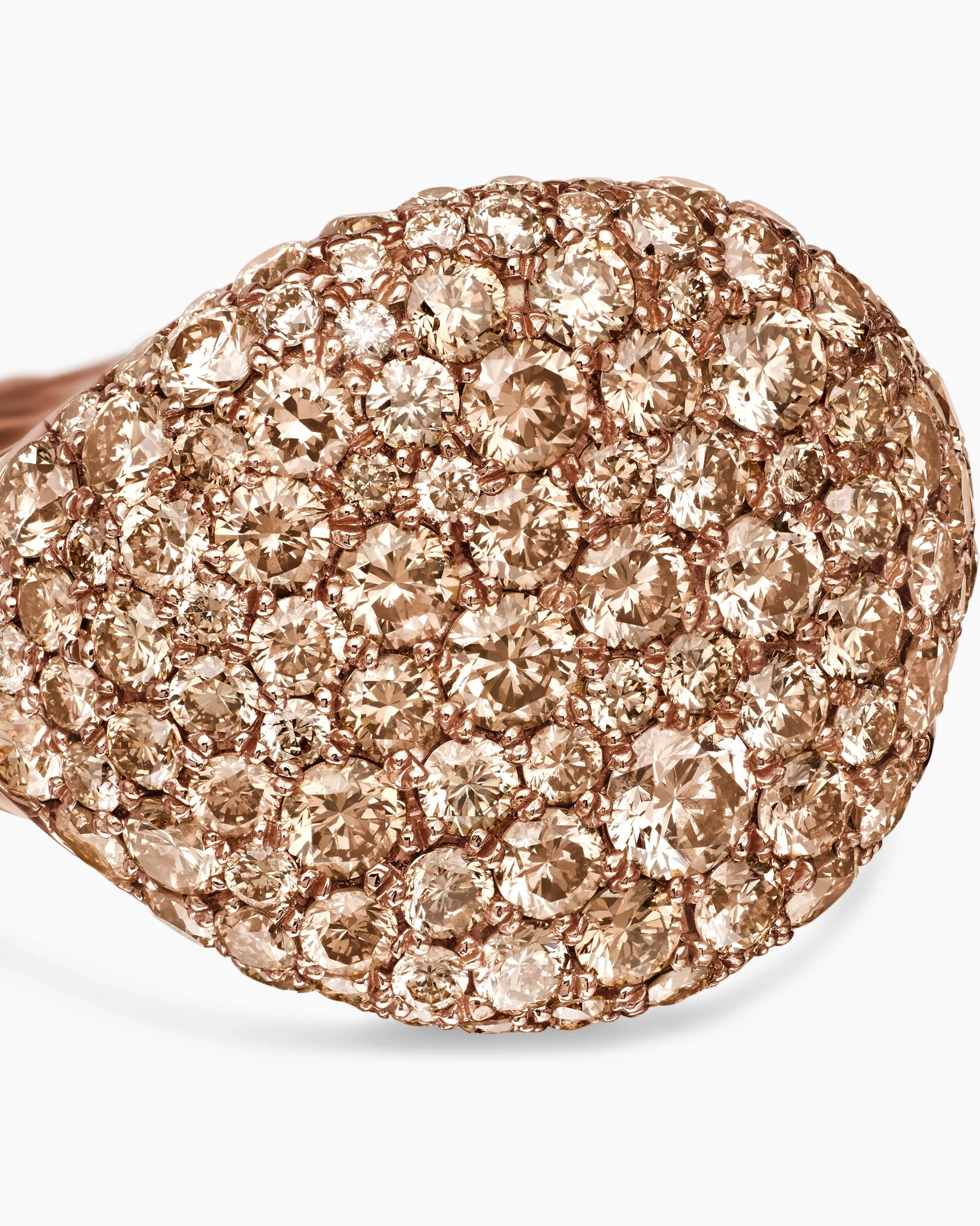 Pavé Pinky Ring 18K Rose Gold with Cognac Diamonds, 13mm