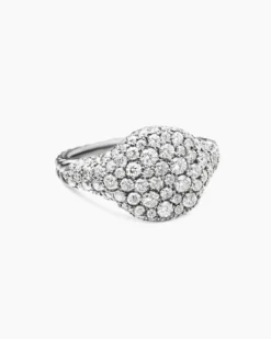 Pavé Pinky Ring 18K White Gold with Diamonds, 10mm