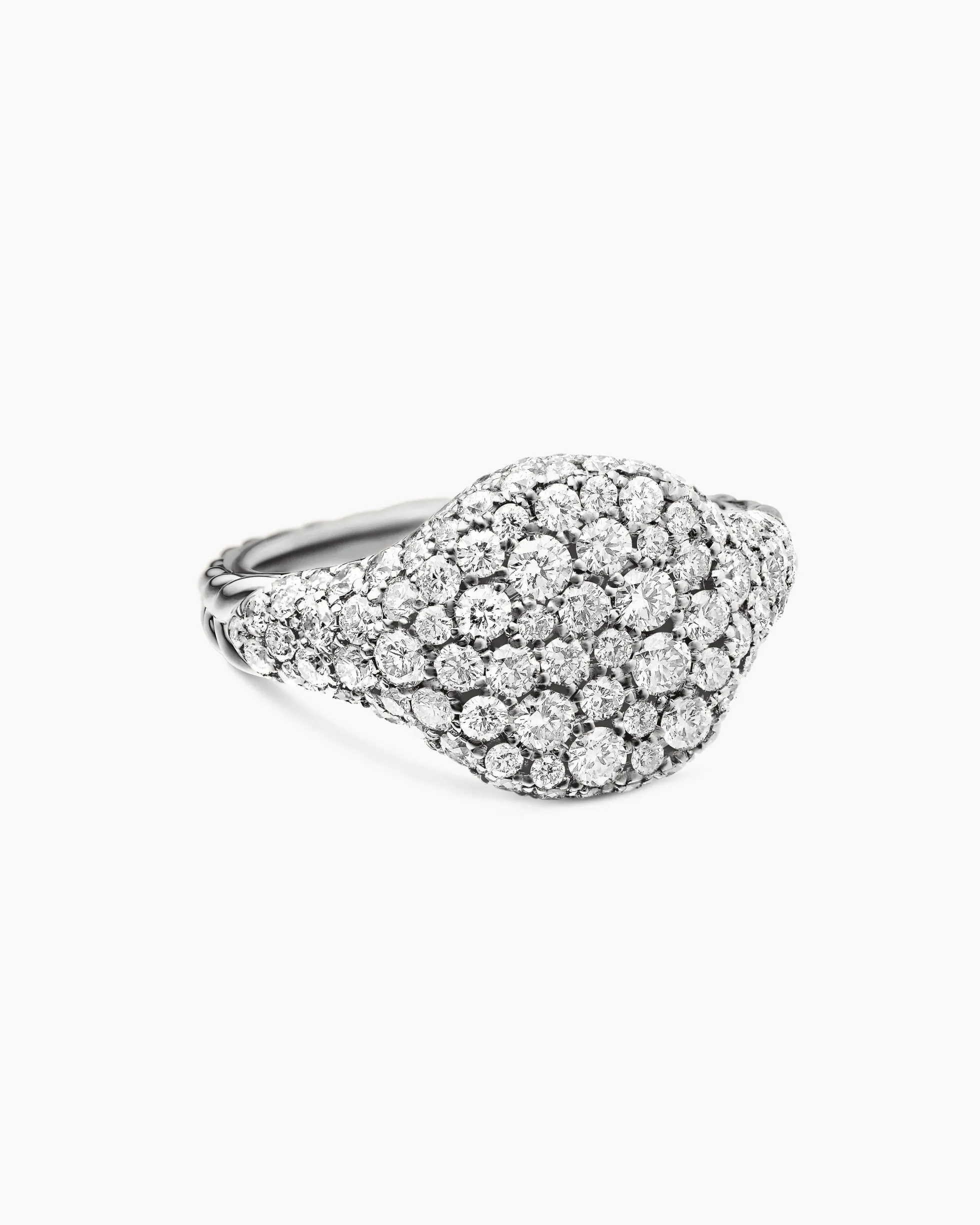 Pavé Pinky Ring 18K White Gold with Diamonds, 10mm