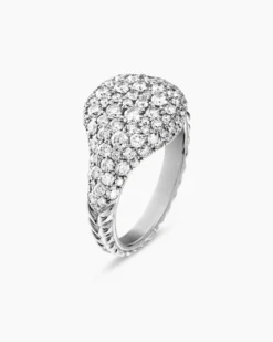 Pavé Pinky Ring 18K White Gold with Diamonds, 10mm