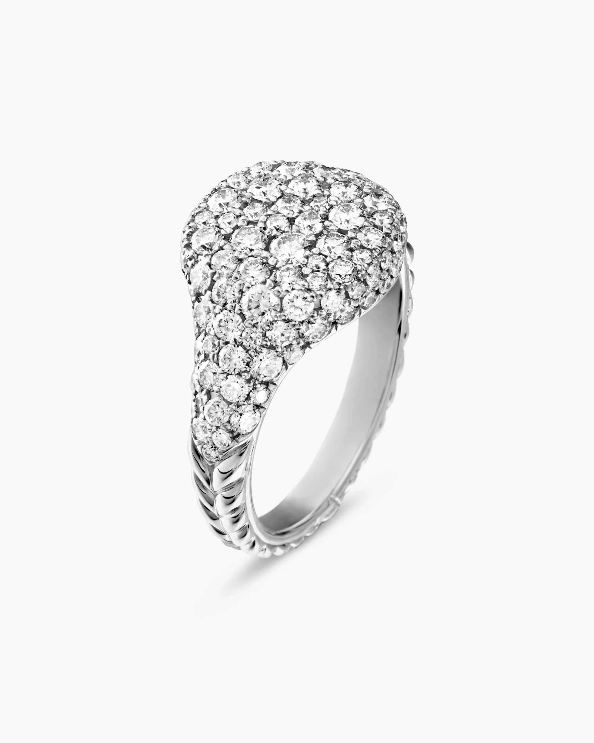 Pavé Pinky Ring 18K White Gold with Diamonds, 10mm