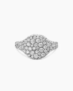 Pavé Pinky Ring 18K White Gold with Diamonds, 10mm