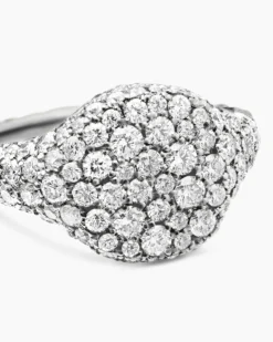 Pavé Pinky Ring 18K White Gold with Diamonds, 10mm