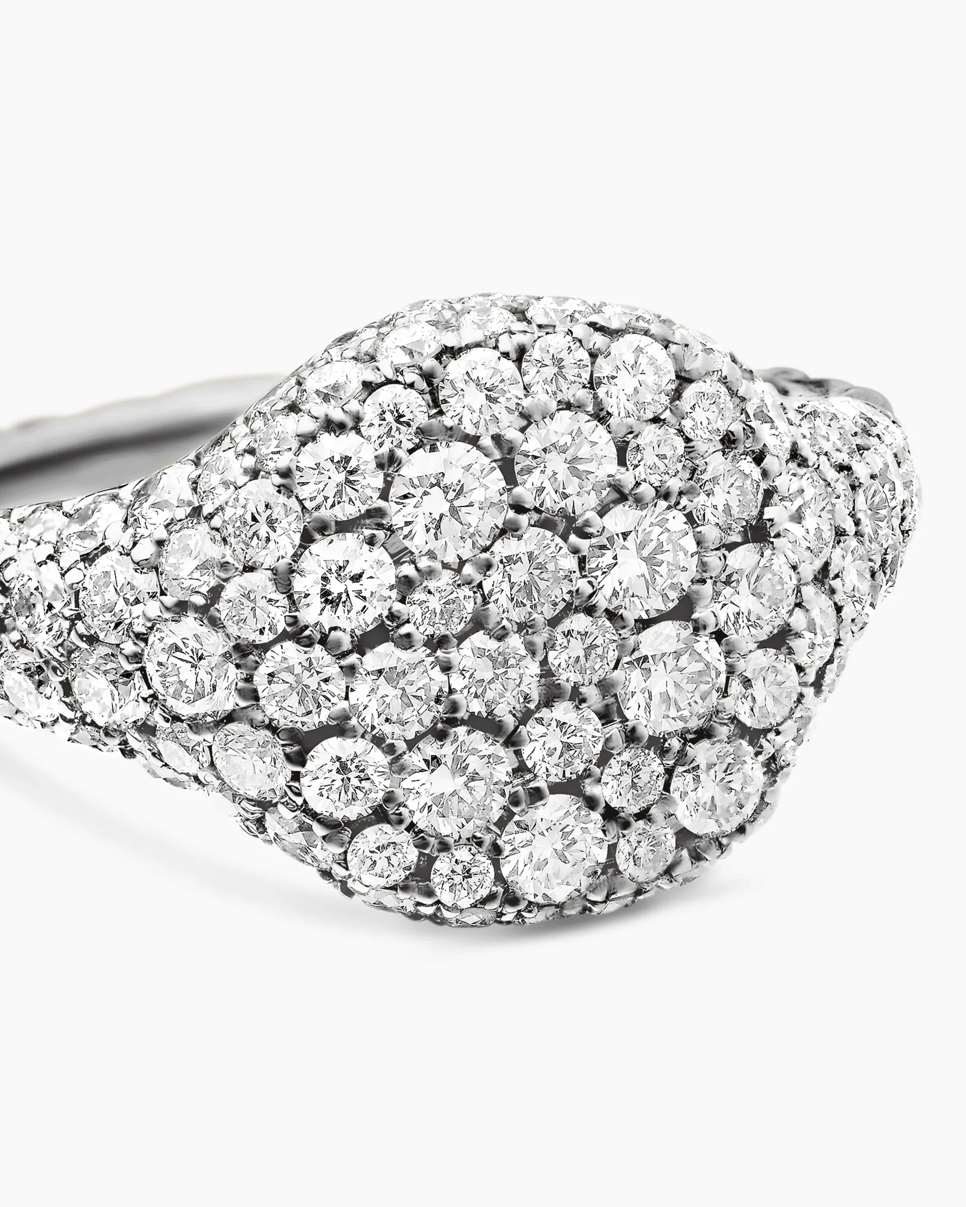 Pavé Pinky Ring 18K White Gold with Diamonds, 10mm