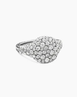 Pavé Pinky Ring 18K White Gold with Diamonds, 10mm
