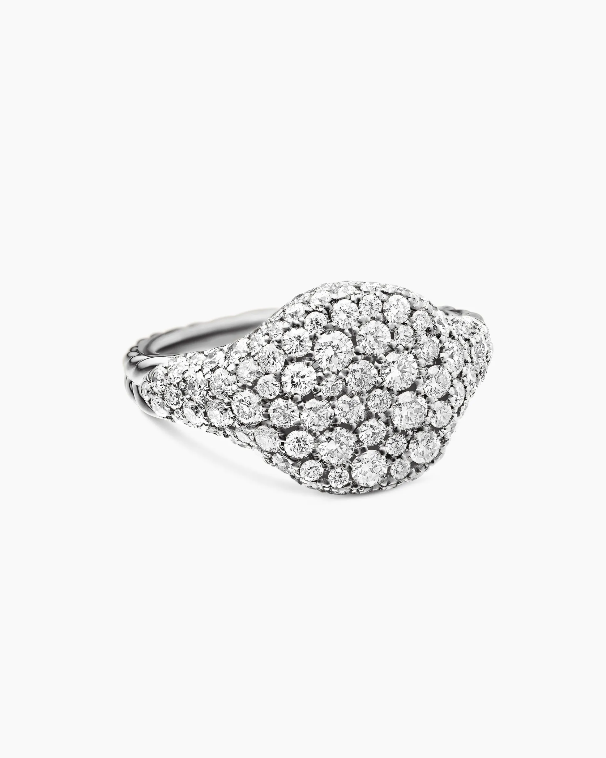 Pavé Pinky Ring 18K White Gold with Diamonds, 10mm