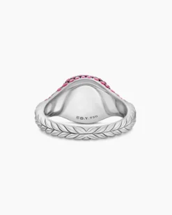 Pavé Pinky Ring 18K White Gold with Red Rubies, 10mm
