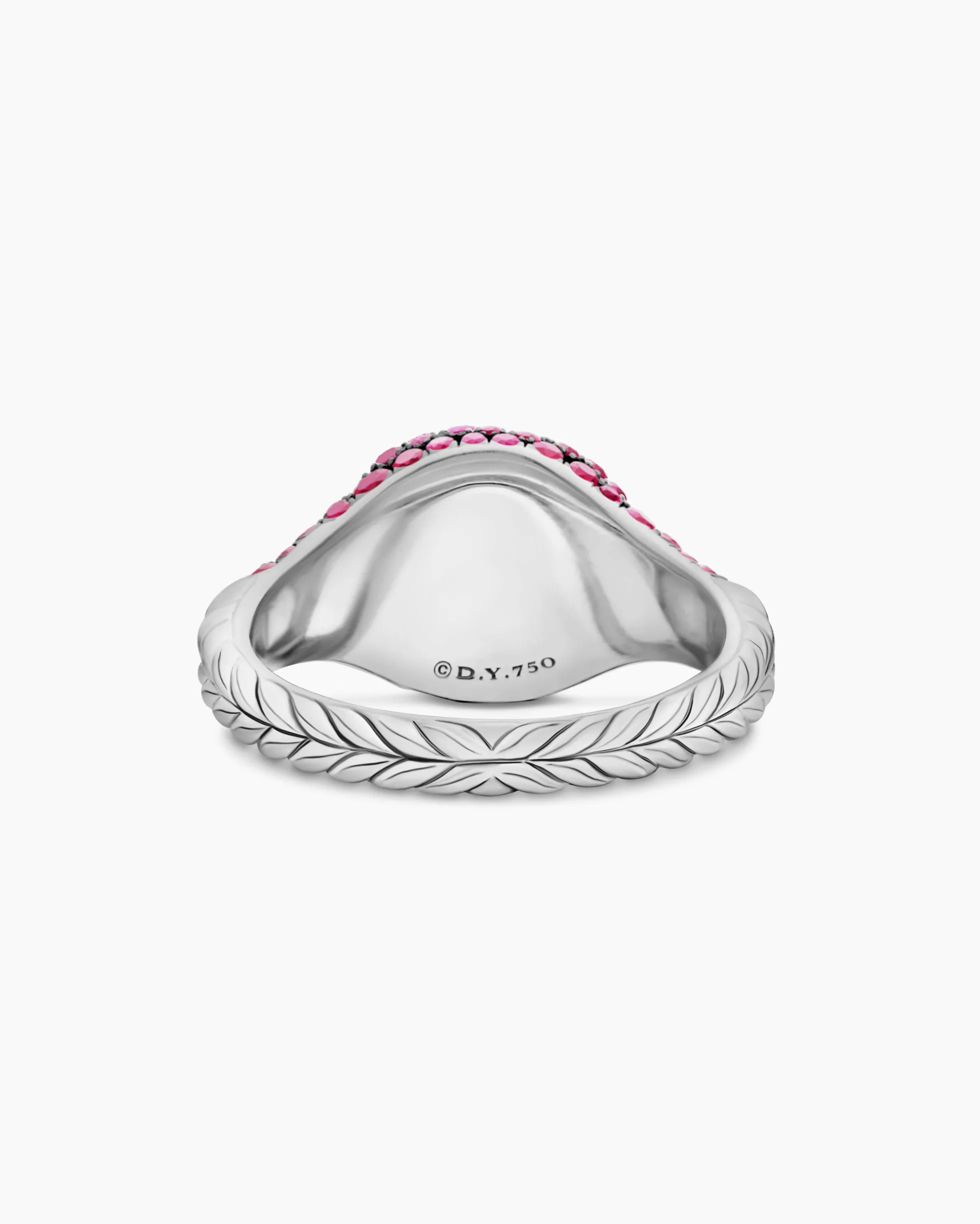 Pavé Pinky Ring 18K White Gold with Red Rubies, 10mm