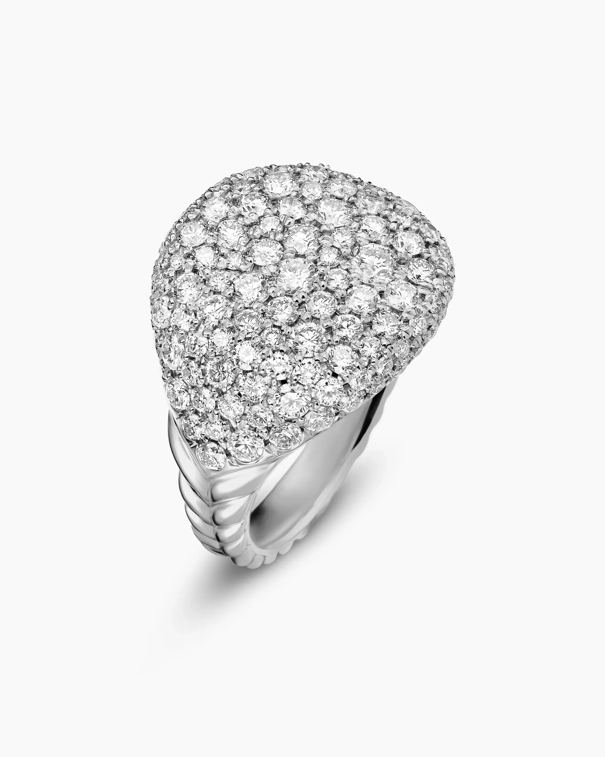 Pavé Pinky Ring 18K White Gold with Diamonds, 13mm