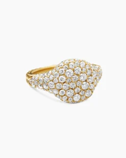 Pavé Pinky Ring 18K Yellow Gold with Diamonds, 10mm