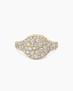 Pavé Pinky Ring 18K Yellow Gold with Diamonds, 10mm
