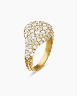 Pavé Pinky Ring 18K Yellow Gold with Diamonds, 10mm