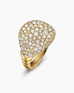 Pavé Pinky Ring 18K Yellow Gold with Diamonds, 13mm