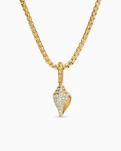 Pavé Shell Amulet 18K Yellow Gold with Diamonds, 12.8mm