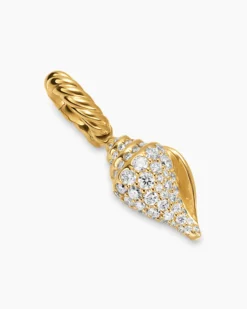 Pavé Shell Amulet 18K Yellow Gold with Diamonds, 12.8mm