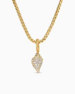 Pavé Shell Amulet 18K Yellow Gold with Diamonds, 12.8mm