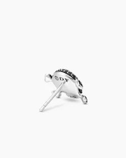 Pavé Skull Stud Earring Sterling Silver with Black Diamonds and Rubies, 13.5mm
