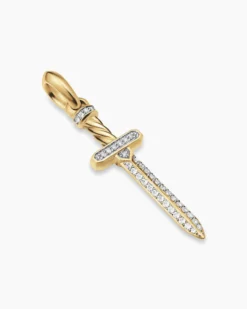 Pavé Sword Amulet 18K Yellow Gold with Diamonds, 41.3mm