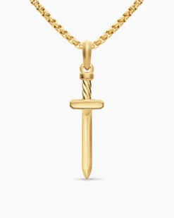 Pavé Sword Amulet 18K Yellow Gold with Diamonds, 41.3mm