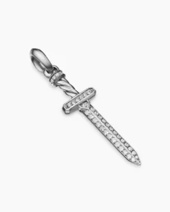 Pavé Sword Amulet Sterling Silver with Diamonds, 41.3mm