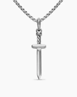 Pavé Sword Amulet Sterling Silver with Diamonds, 41.3mm